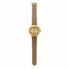 Vintage Timex Gold-Tone Rectangular Watch with Mesh Bracelet
