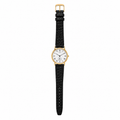 Vintage Timex Gold-Tone Roman Numeral Watch with Black Textured Strap