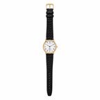 Vintage Timex Gold-Tone Roman Numeral Watch with Black Textured Strap