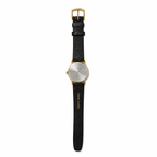 Vintage Timex Gold-Tone Roman Numeral Watch with Black Textured Strap