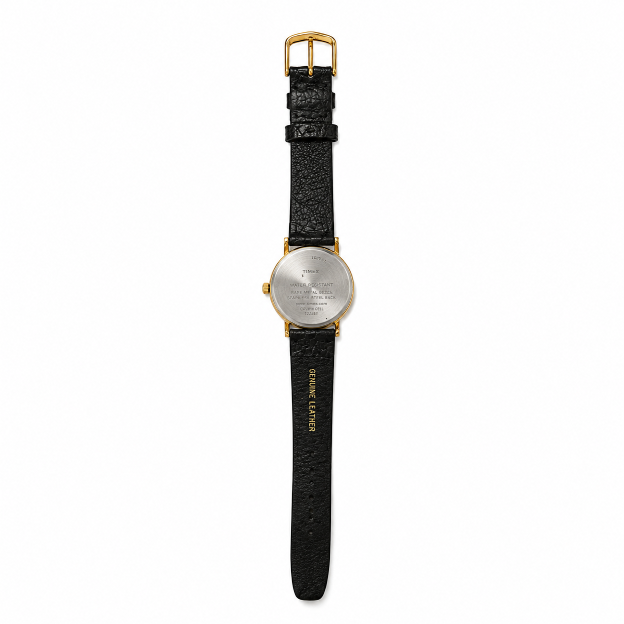 Vintage Timex Gold-Tone Roman Numeral Watch with Black Textured Strap