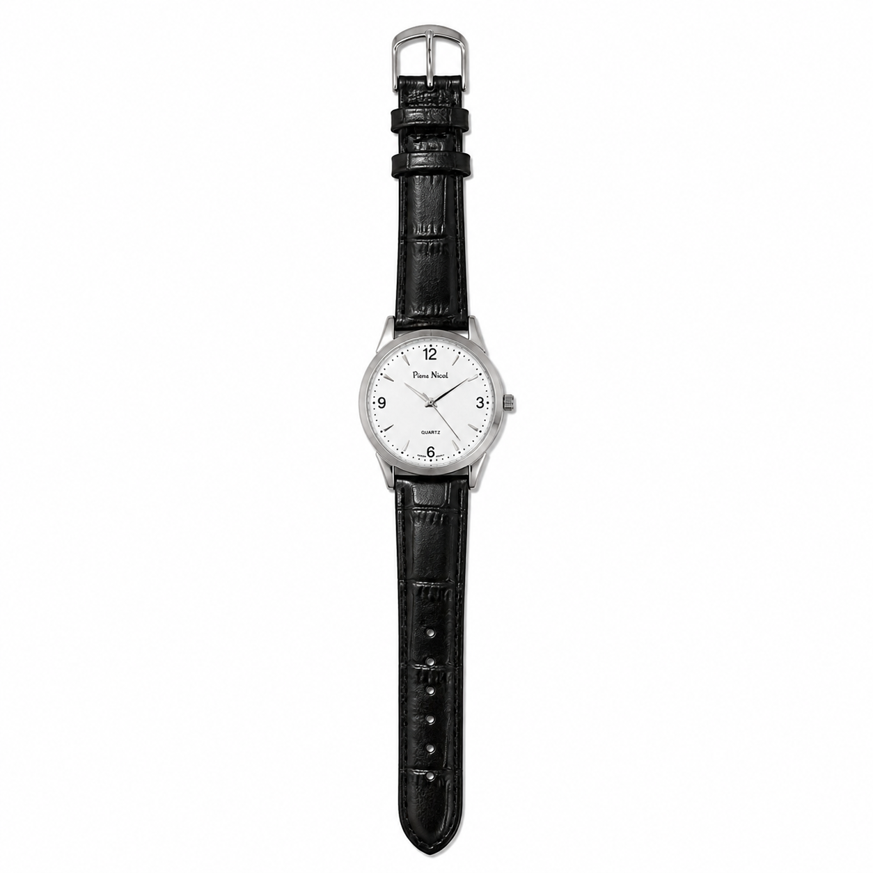 Vintage Pierre Nicol Quartz Dress Watch with Black Leather Strap