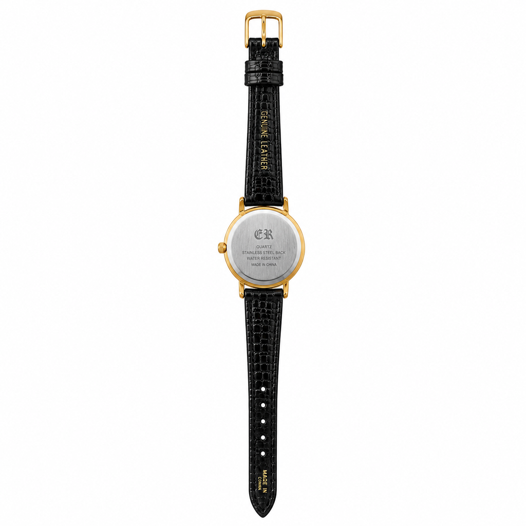 ER Gold-Tone Black Dial Quartz Watch