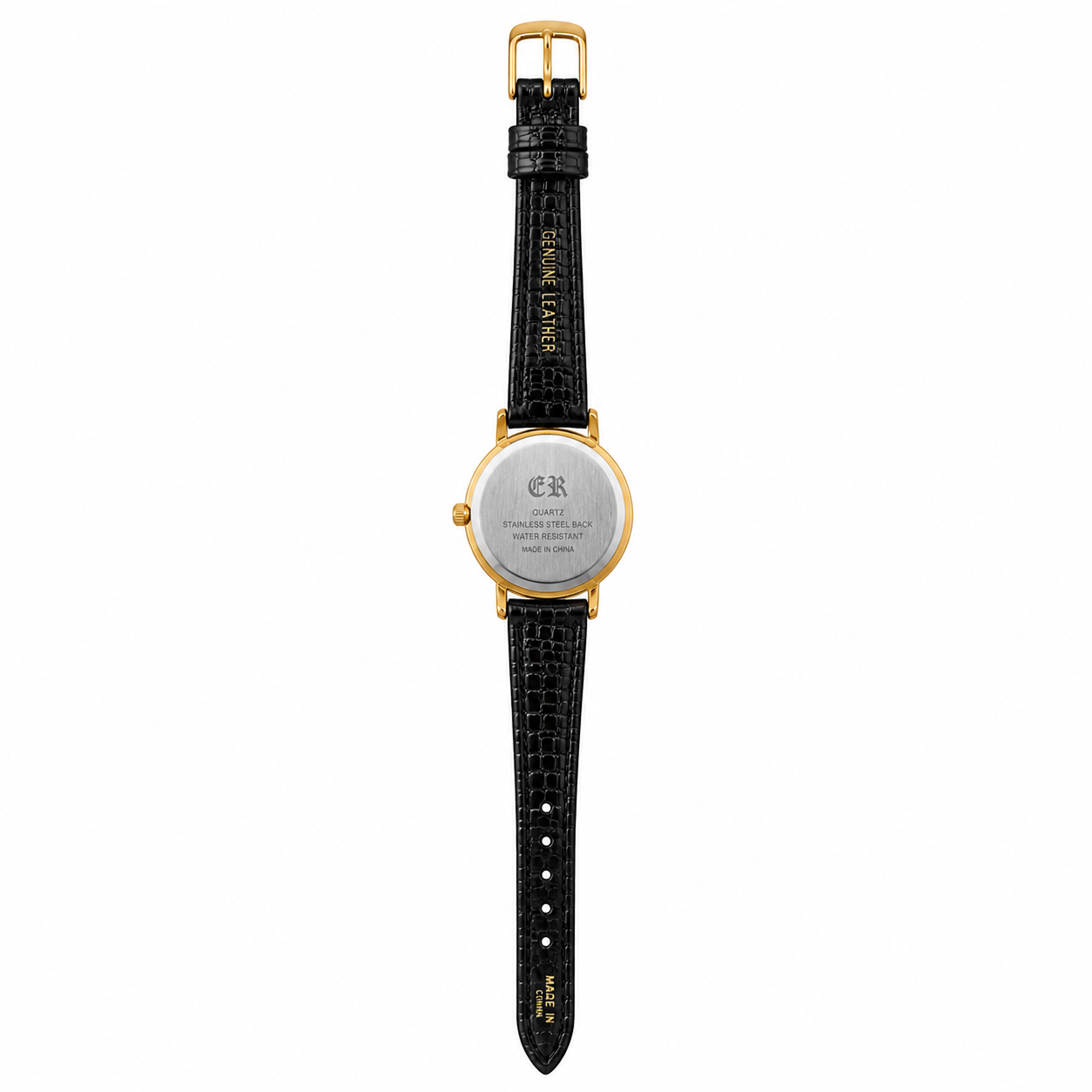 ER Gold-Tone Black Dial Quartz Watch