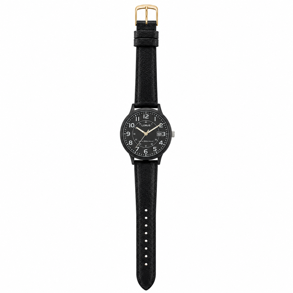 Lorus Classic Black Dial Quartz Watch — 50M