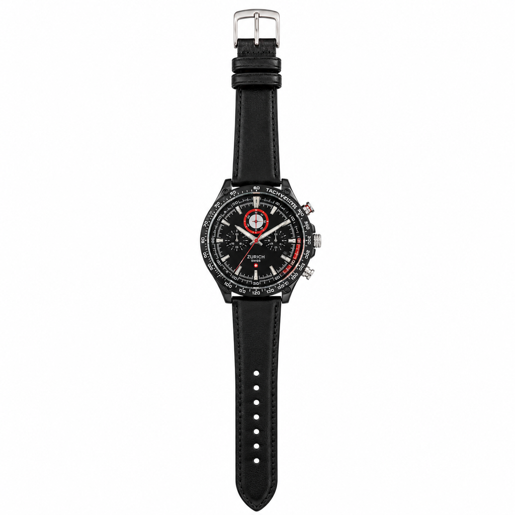 Zurich Chronograph-Style Quartz Watch — Black Dial