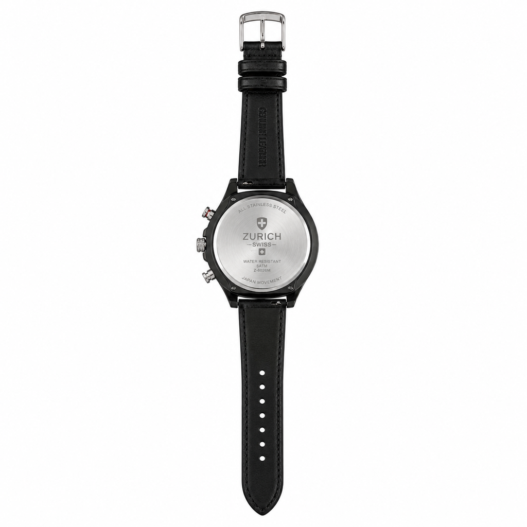 Zurich Chronograph-Style Quartz Watch — Black Dial