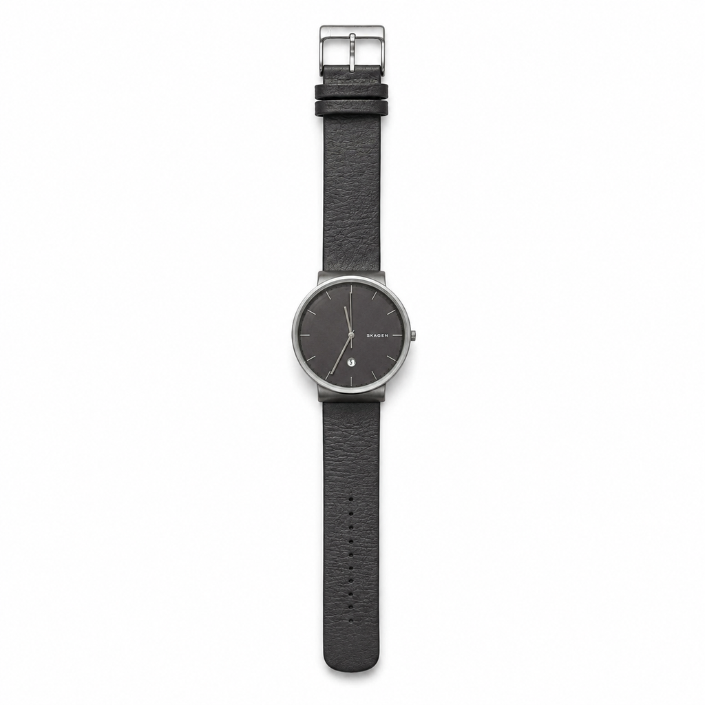 Skagen Ancher SKW6320 Grey Dial Titanium Leather Watch - Requires a Battery