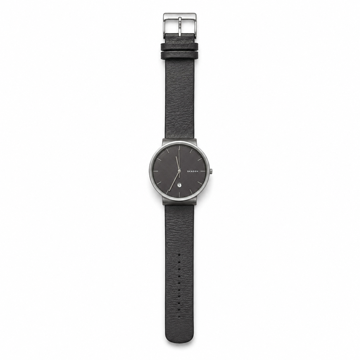 Skagen Ancher SKW6320 Grey Dial Titanium Leather Watch - Requires a Battery