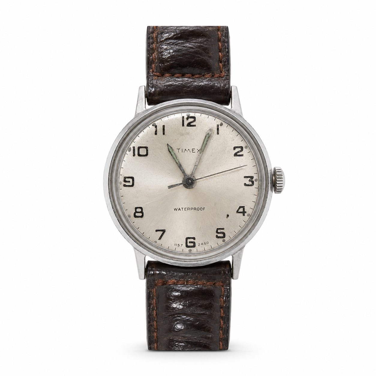 Vintage Timex Waterproof Manual Wind Silver Dial Watch - Requires Winding