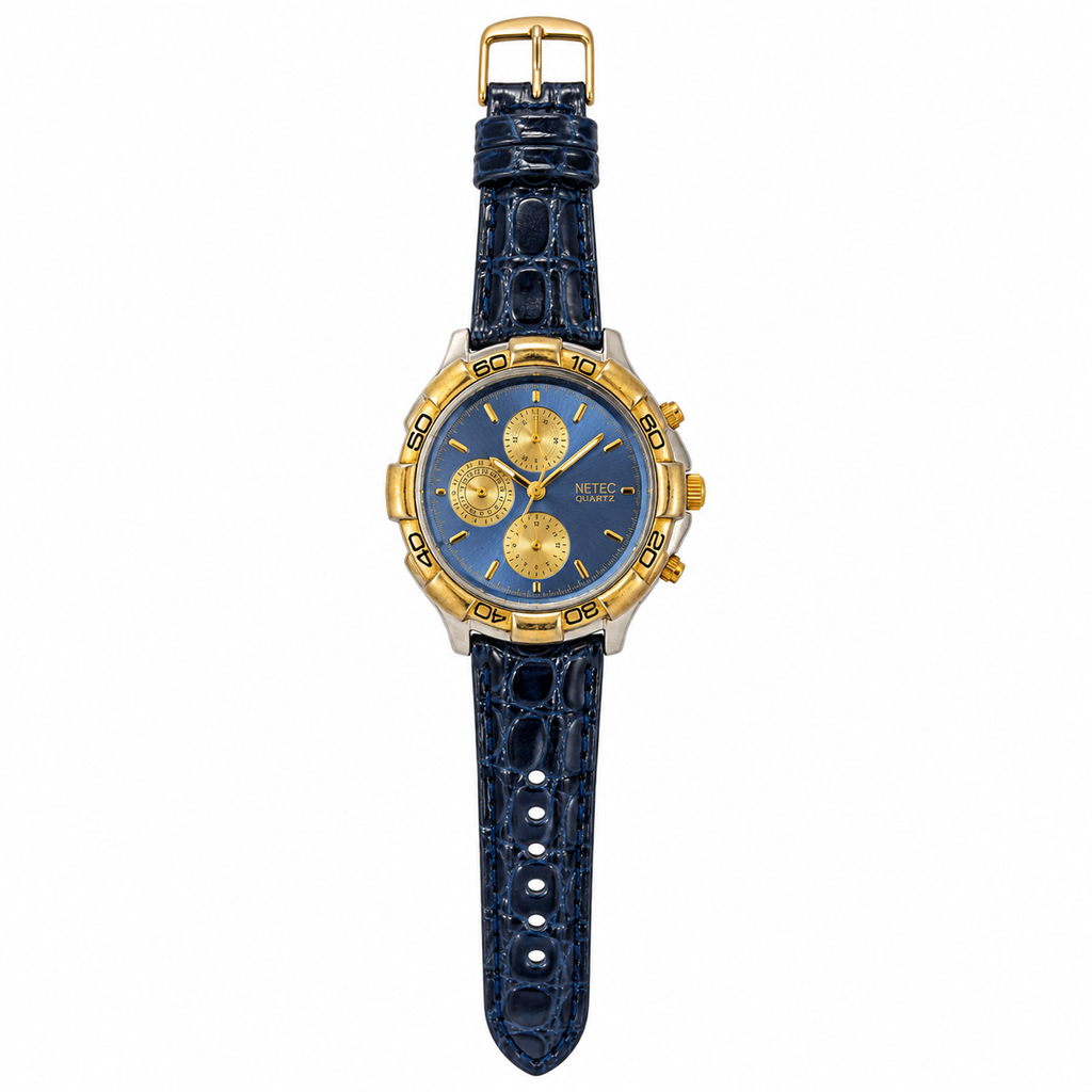 NETEC Quartz Chronograph Style Blue Dial Watch - Requires a Battery