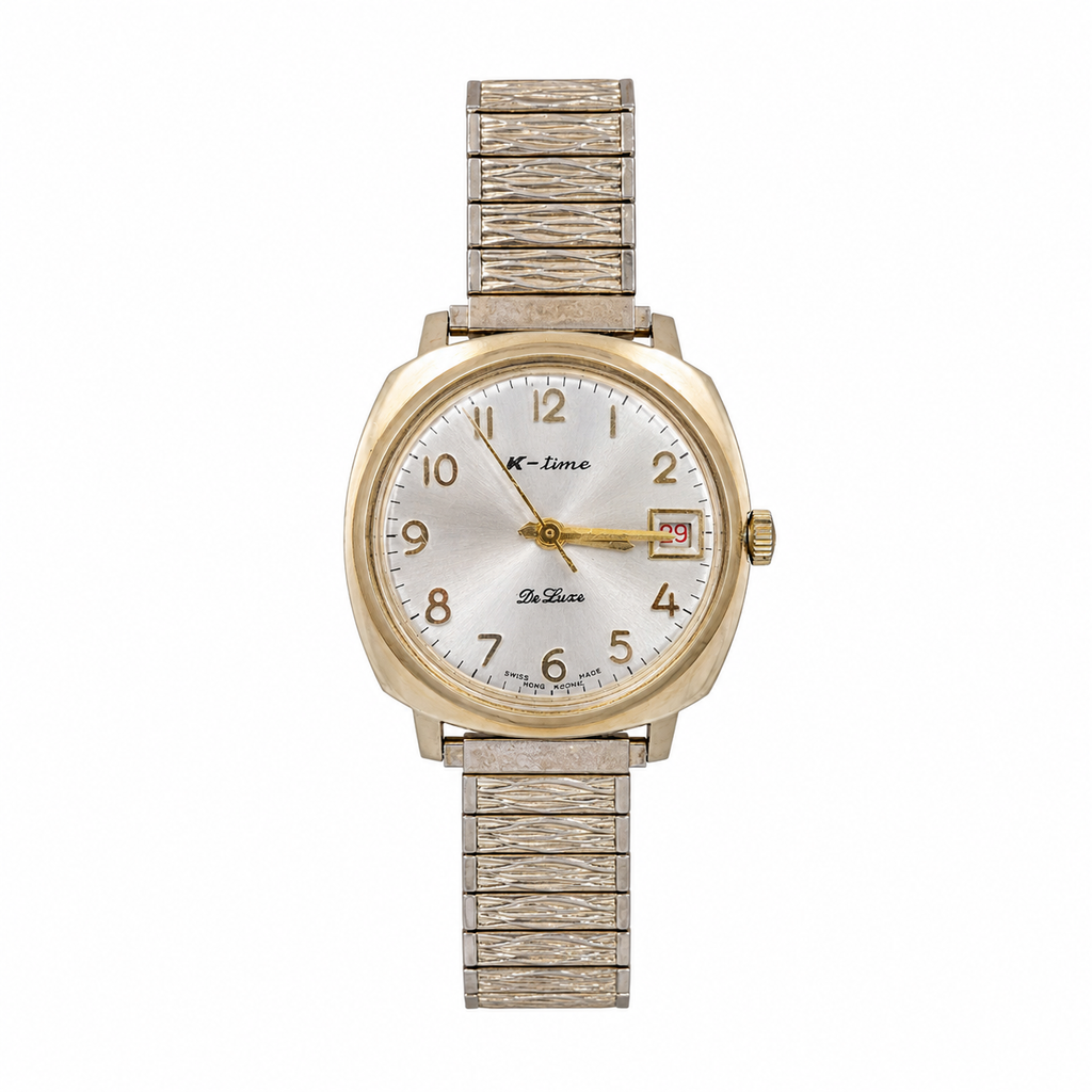 Vintage K-Time De Luxe Date Mechanical Watch - Requires Winding