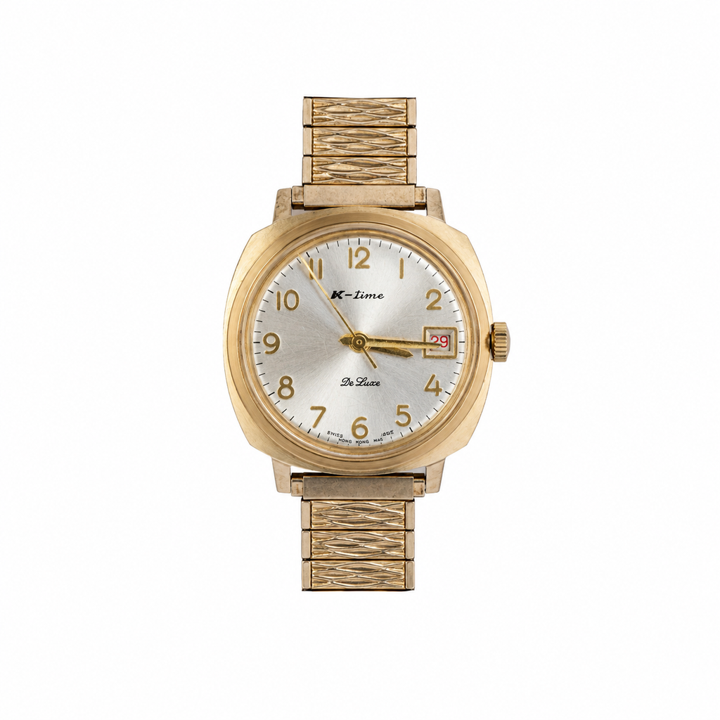 Vintage K-Time De Luxe Date Mechanical Watch - Requires Winding