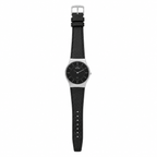 Skagen Denmark Steel Black Dial Leather Quartz Watch - Requires a Battery
