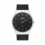 Skagen Denmark Steel Black Dial Leather Quartz Watch - Requires a Battery