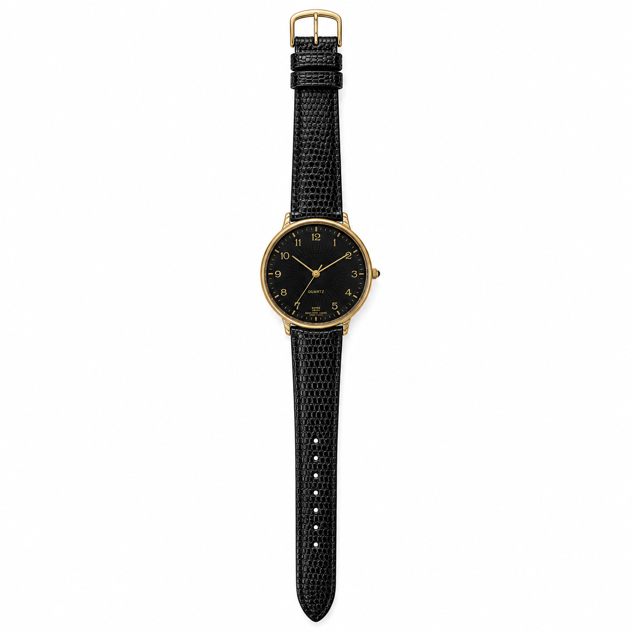 Quartz Swiss Hong Kong Parts Assembled Black Dial Watch - Requires a Battery