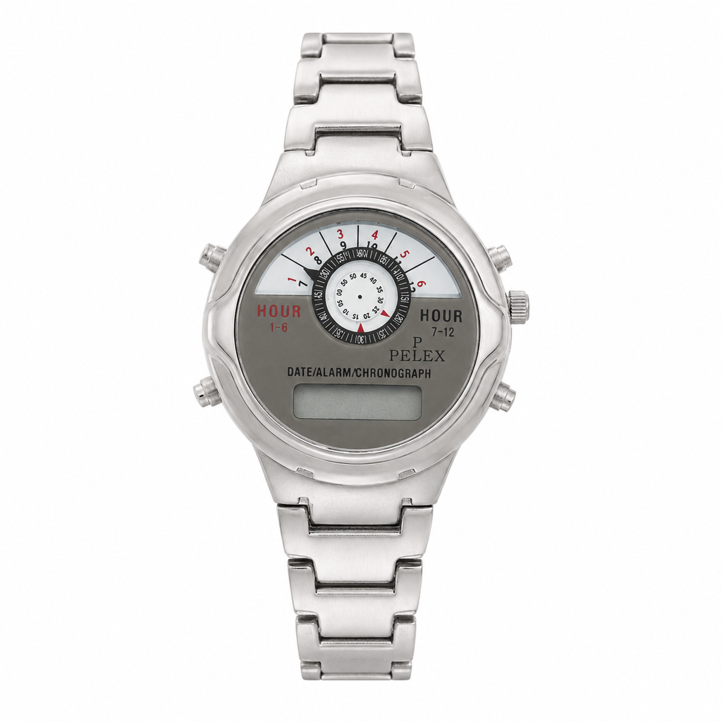 Pelex Date Alarm Chronograph Multifunction Watch - Requires a Battery