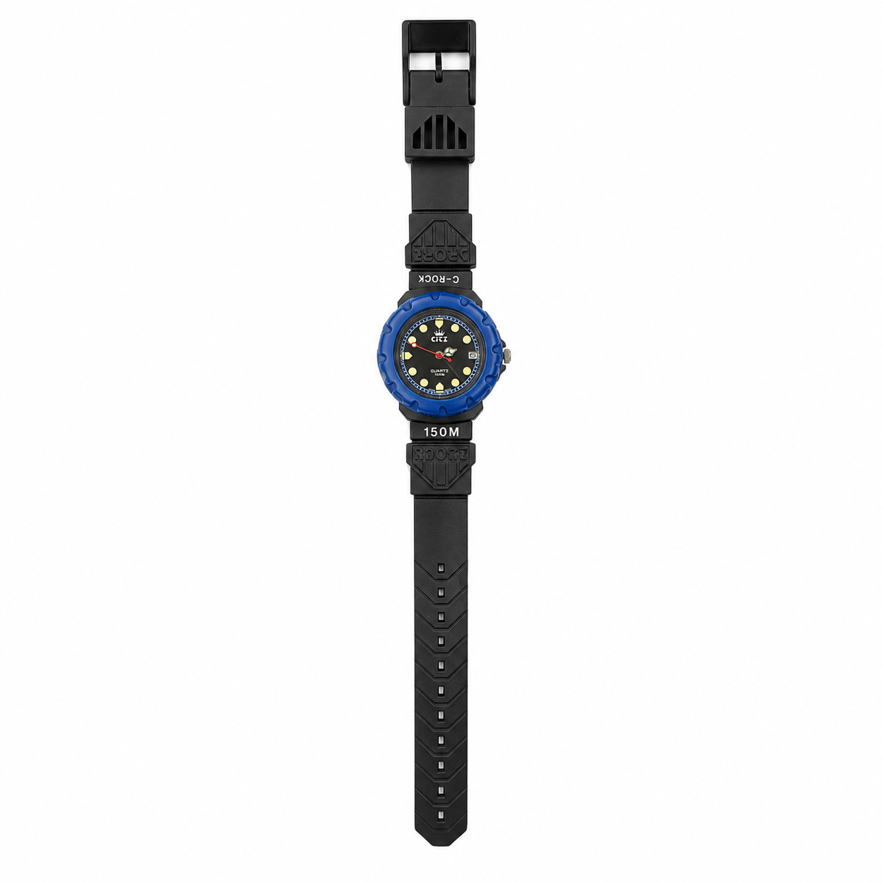 Citz C-Rock 150M Diver-Style Quartz Watch Blue Bezel - Requires a Battery