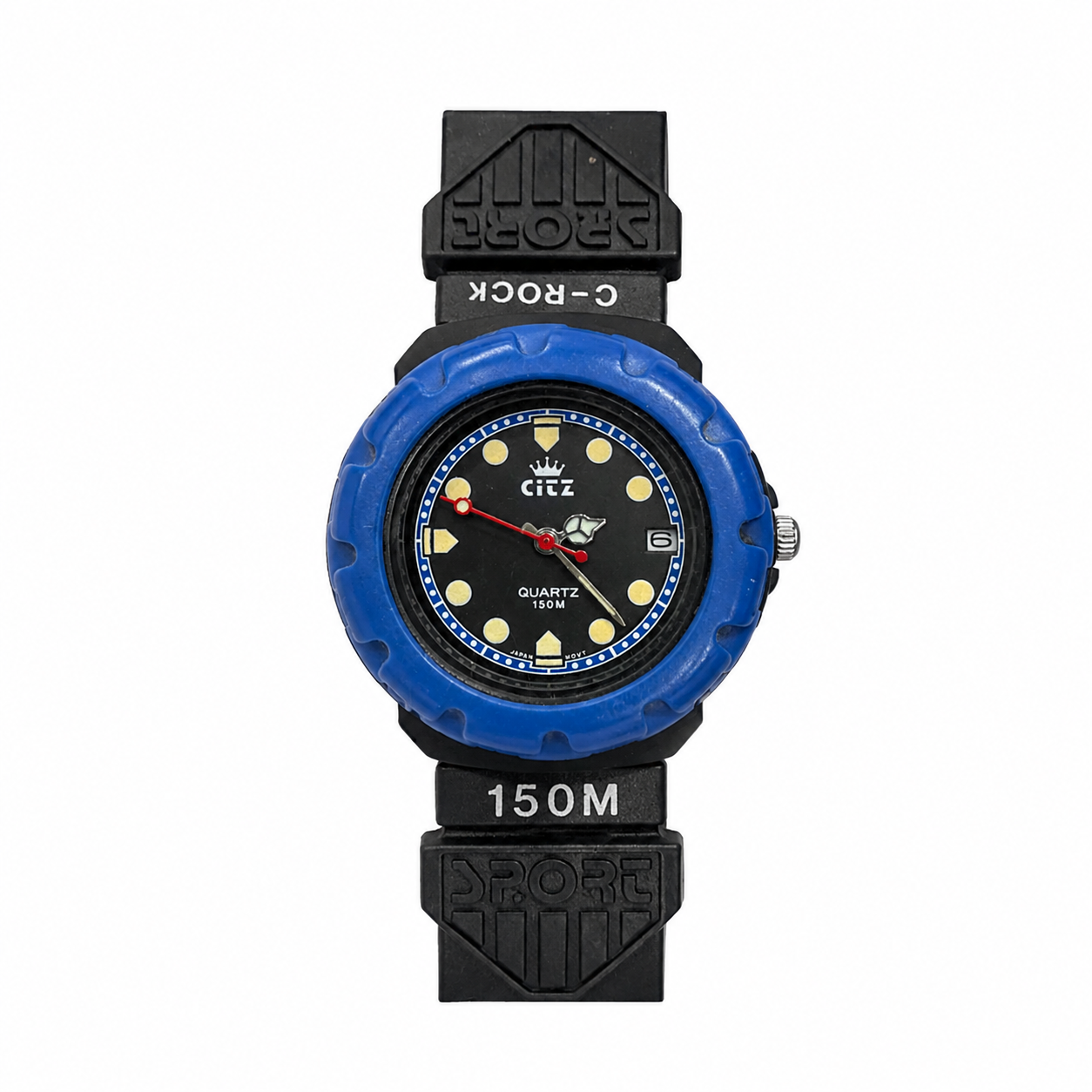 Citz C-Rock 150M Diver-Style Quartz Watch Blue Bezel - Requires a Battery
