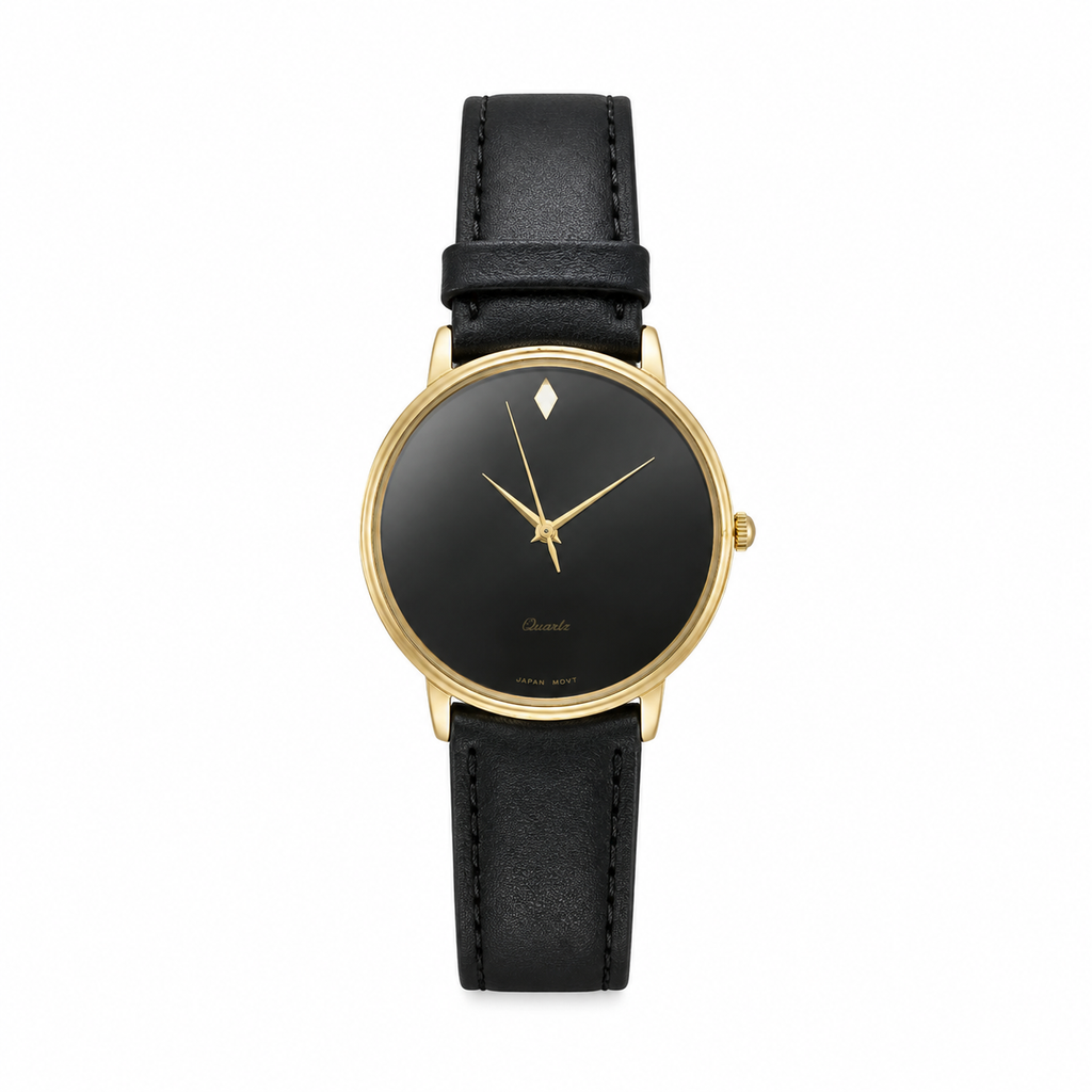 Minimalist Black Dial Japan Quartz Watch - Requires a Battery