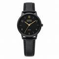 Georges Marciano Black Dial Leather Strap Quartz Watch - Requires a Battery