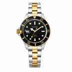 Geneva 2001 Two-Tone Black Dial Date Quartz Watch - Requires a Battery