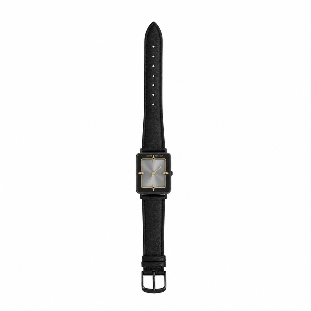Rectangular Japan Quartz Black & Gold-Tone Dress Watch - Requires a Battery