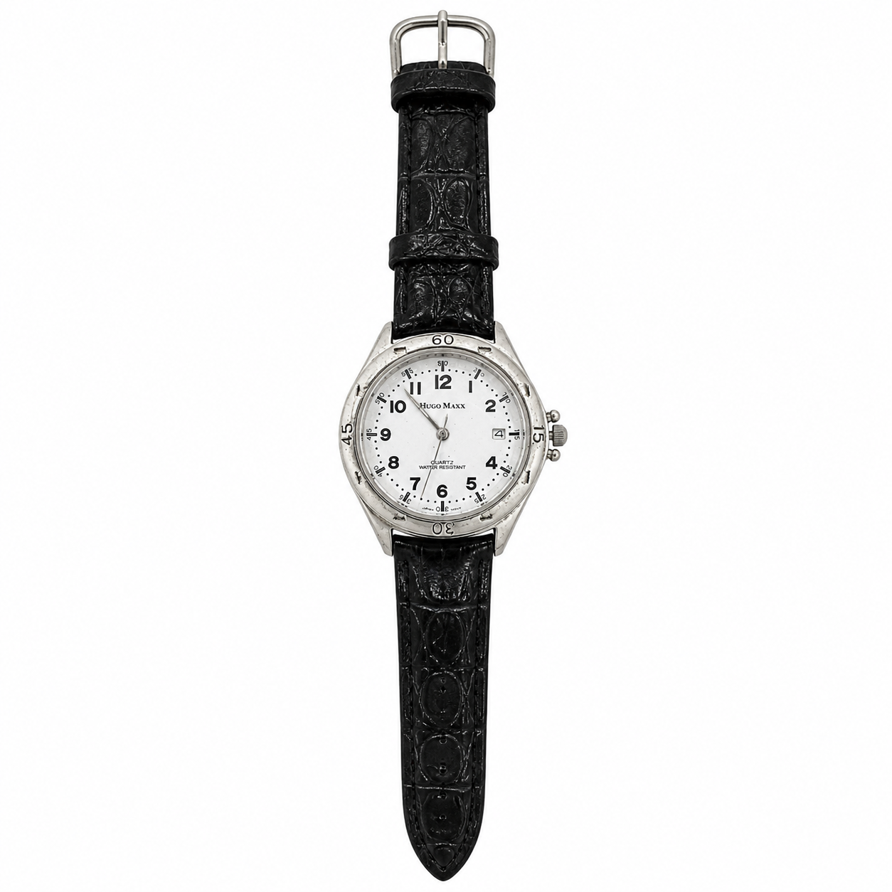 Hugo Maxx Quartz Water Resistant Date Watch Black Leather Strap - Requires a Battery