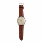 Vintage Wittnauer Silver Dial Mechanical Dress Watch Brown Leather Strap - Requires Winding