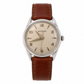 Vintage Wittnauer Silver Dial Mechanical Dress Watch Brown Leather Strap - Requires Winding