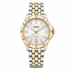 Aspen Two-Tone White Dial Quartz Date Watch - Requires a Battery