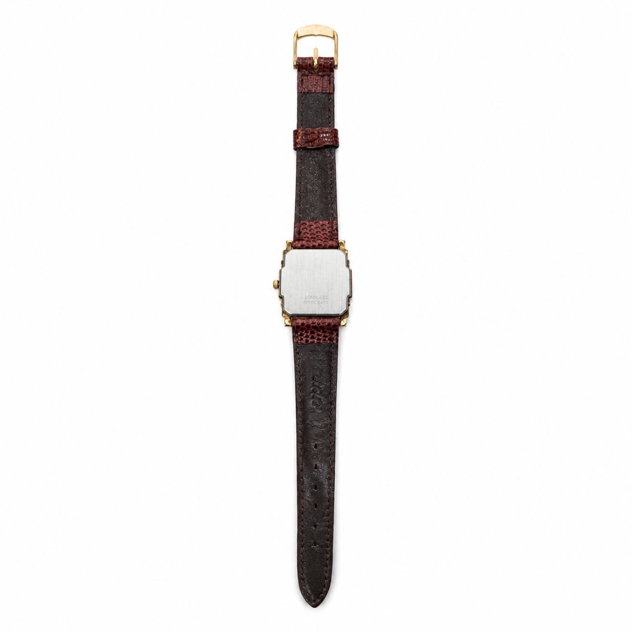Rectangular Art Deco Style Quartz Watch Brown Strap - Requires a Battery
