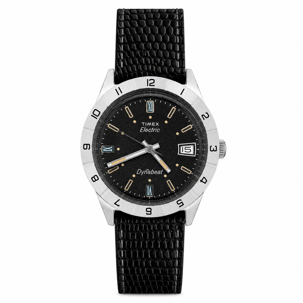 Vintage Timex Electric Dynabeat Black Dial Date Watch - Requires a Battery