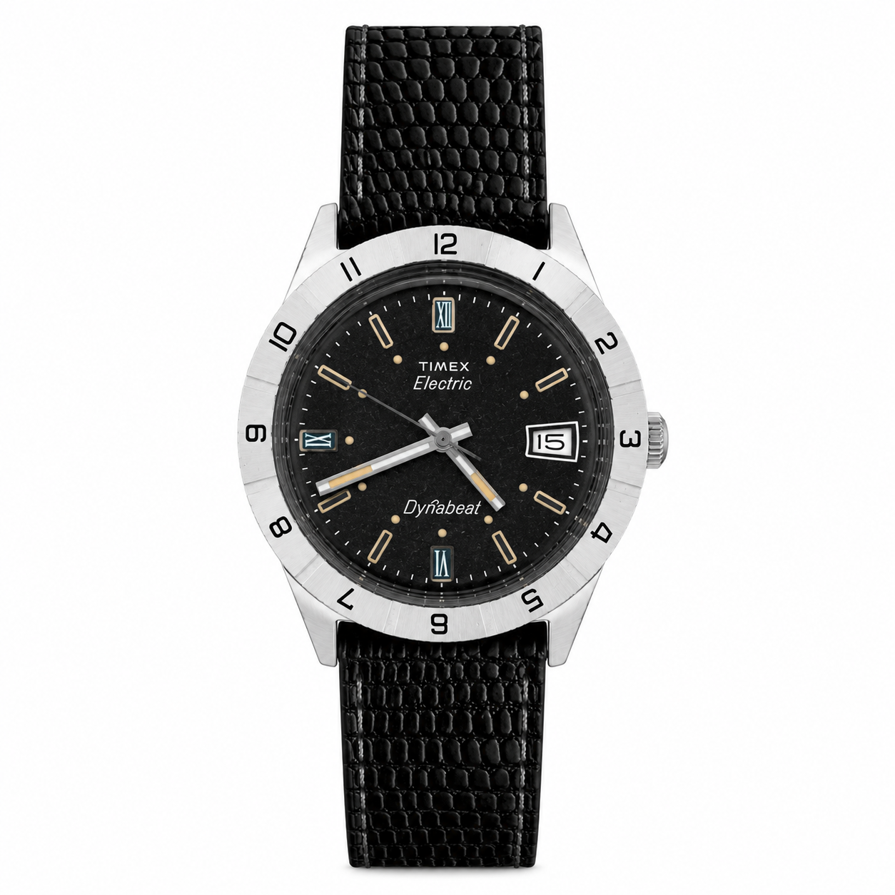 Vintage Timex Electric Dynabeat Black Dial Date Watch - Requires a Battery