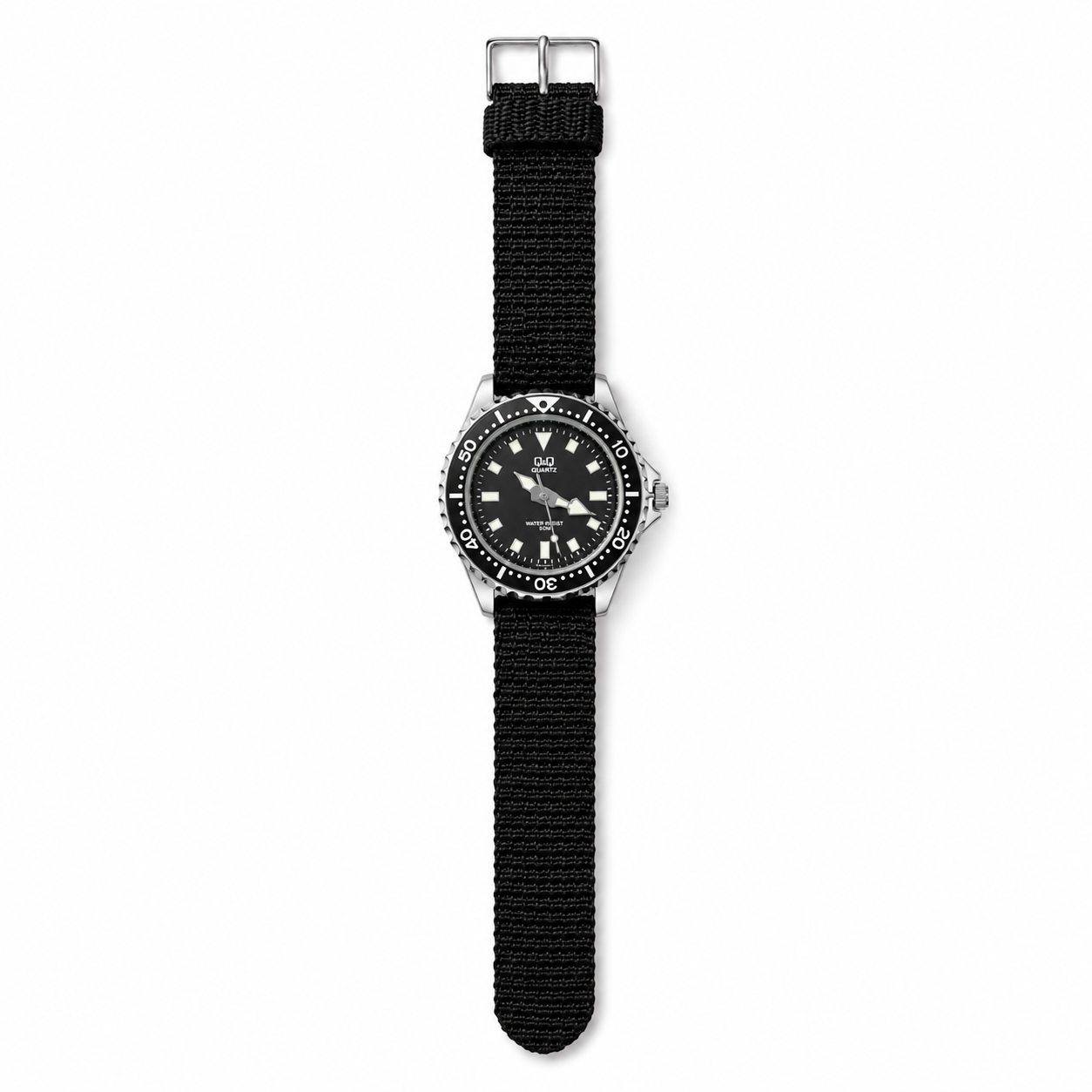 Q&Q Quartz Diver-Style Black Dial Watch - Requires a Battery