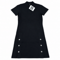 DKNY Women's Black Polo Dress with Snap Button Detail
