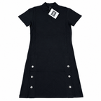 DKNY Women's Black Polo Dress with Snap Button Detail