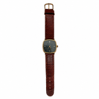 Vintage Q&Q Square Black Dial Gold-Tone Quartz Watch - Requires a Battery