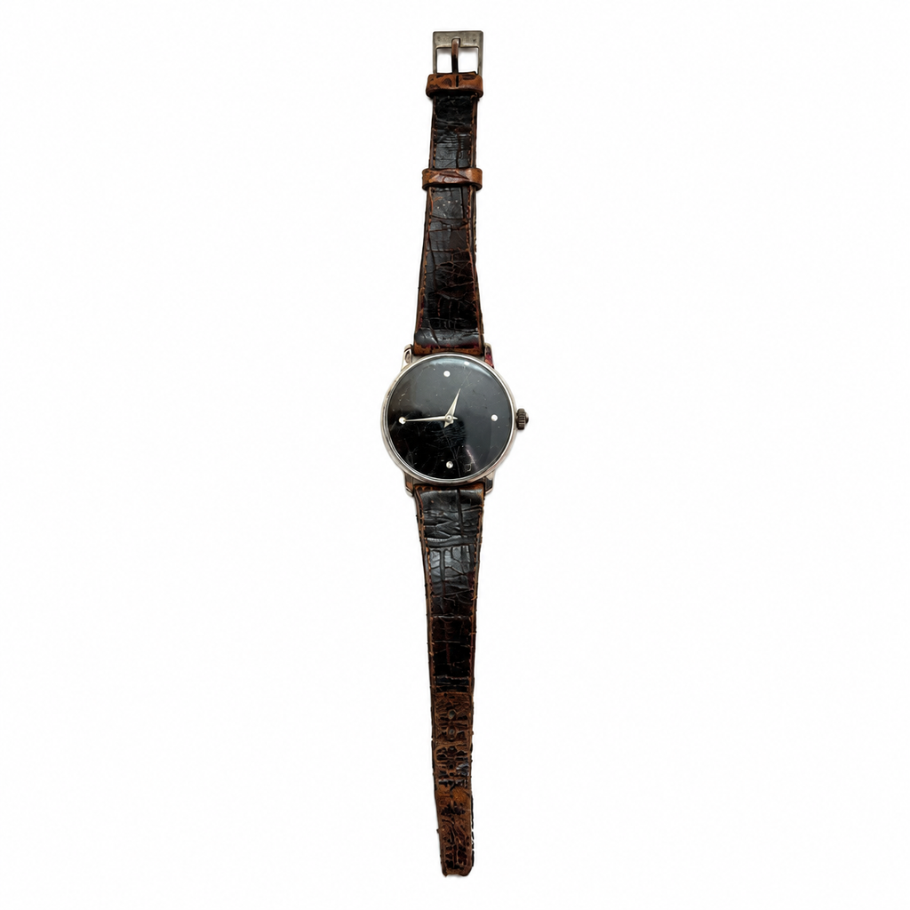 Vintage Leonard Minimalist Black Dial Quartz Watch - Requires a Battery