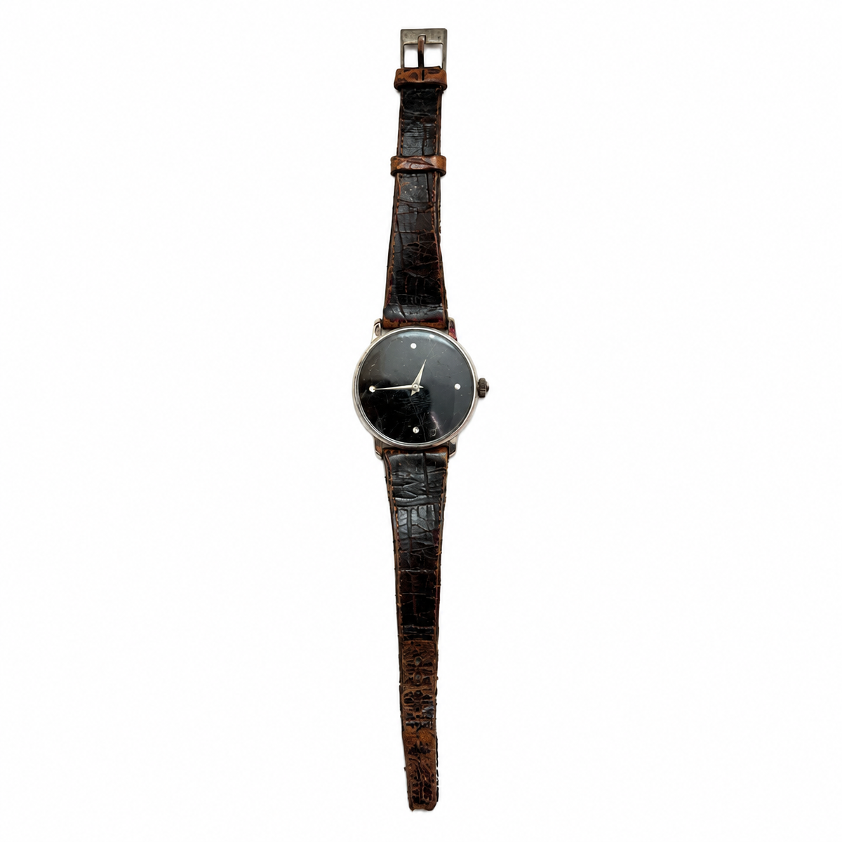 Vintage Leonard Minimalist Black Dial Quartz Watch - Requires a Battery