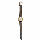 Vintage Timex Quartz White Dial Gold-Tone Leather Watch - Requires a Battery