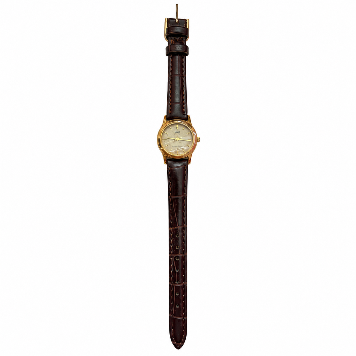 Vintage Q&Q Champagne Dial Gold-Tone Quartz Watch - Requires a Battery