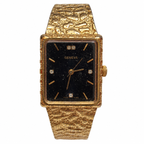 Vintage Geneva Black Dial Crystal-Marker Rectangular Watch - Requires a Battery