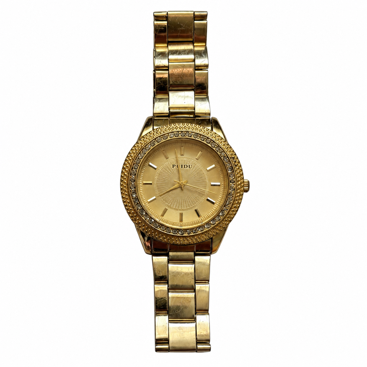Vintage Paidu Gold-Tone Crystal Bezel Dress Watch - Requires a Battery