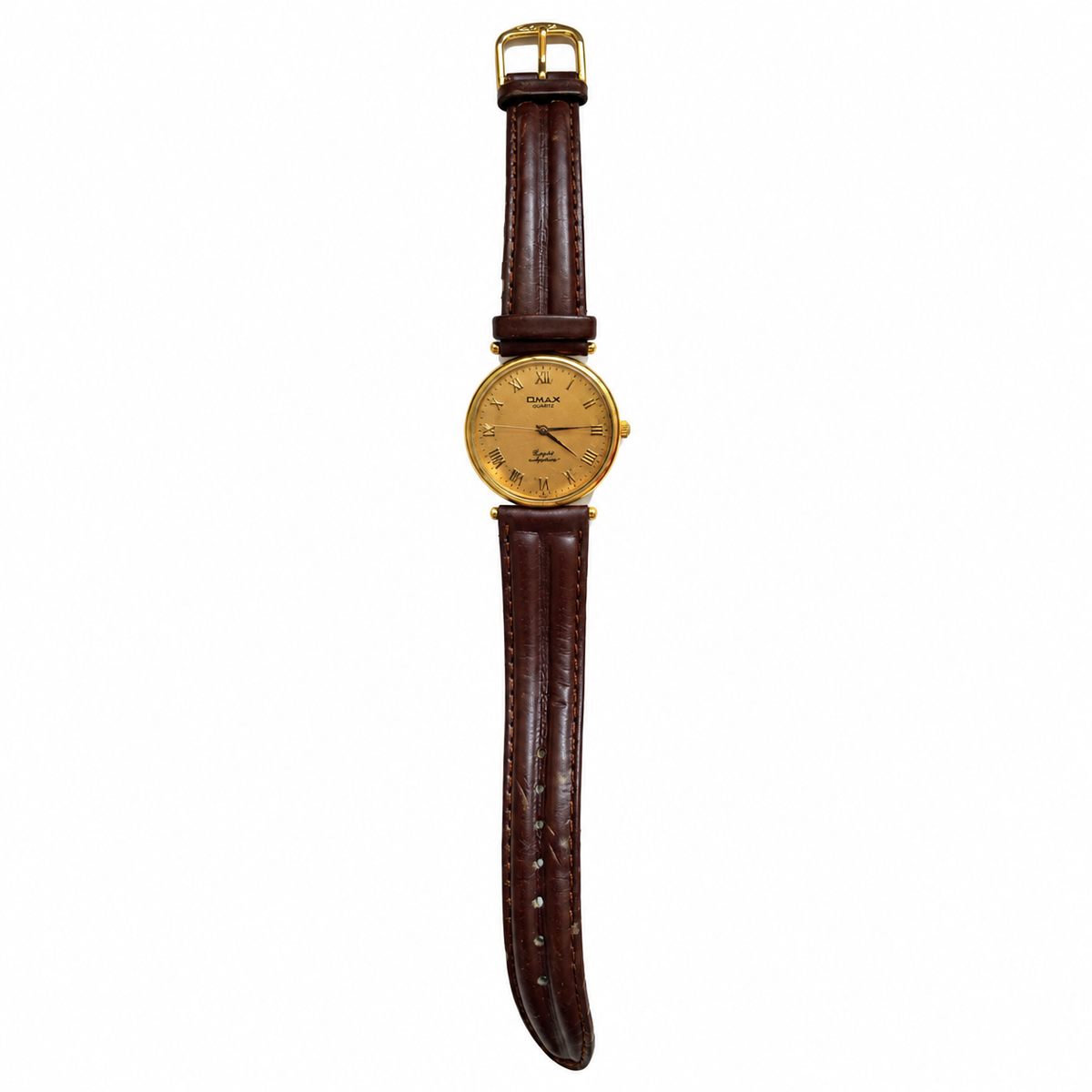 Vintage Omax Crystal Gold Dial Waterproof Quartz Watch - Requires a Battery