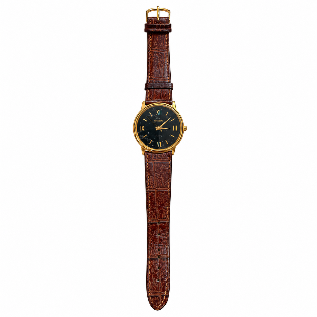 Vintage Vendome Black Dial Gold-Tone Dress Watch - Requires a Battery