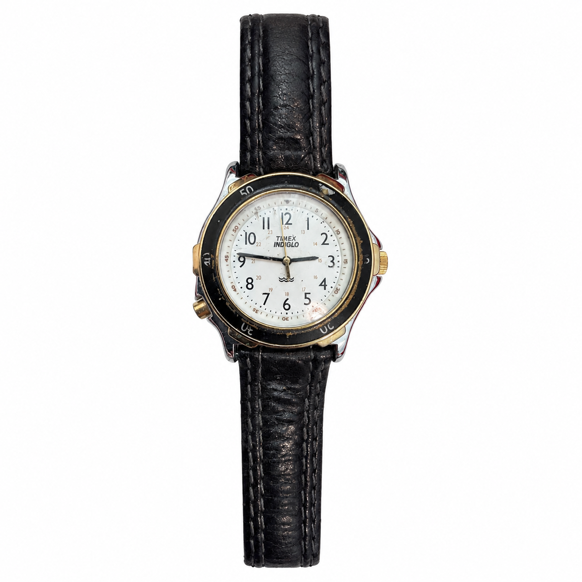 Vintage Timex Indiglo White Dial Rotating Bezel Quartz Watch - Requires a Battery
