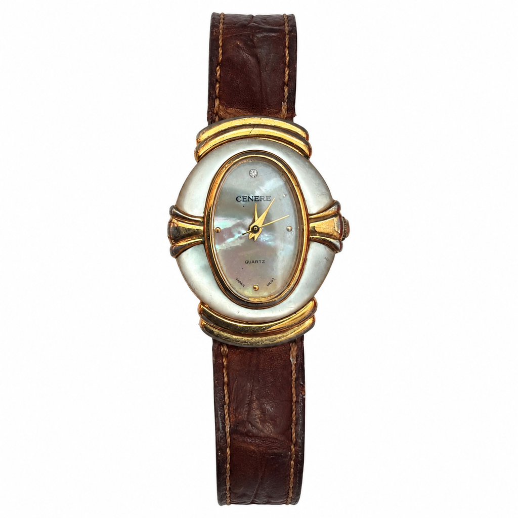 Vintage Cenere Oval Mother-of-Pearl Quartz Dress Watch - Requires a Battery