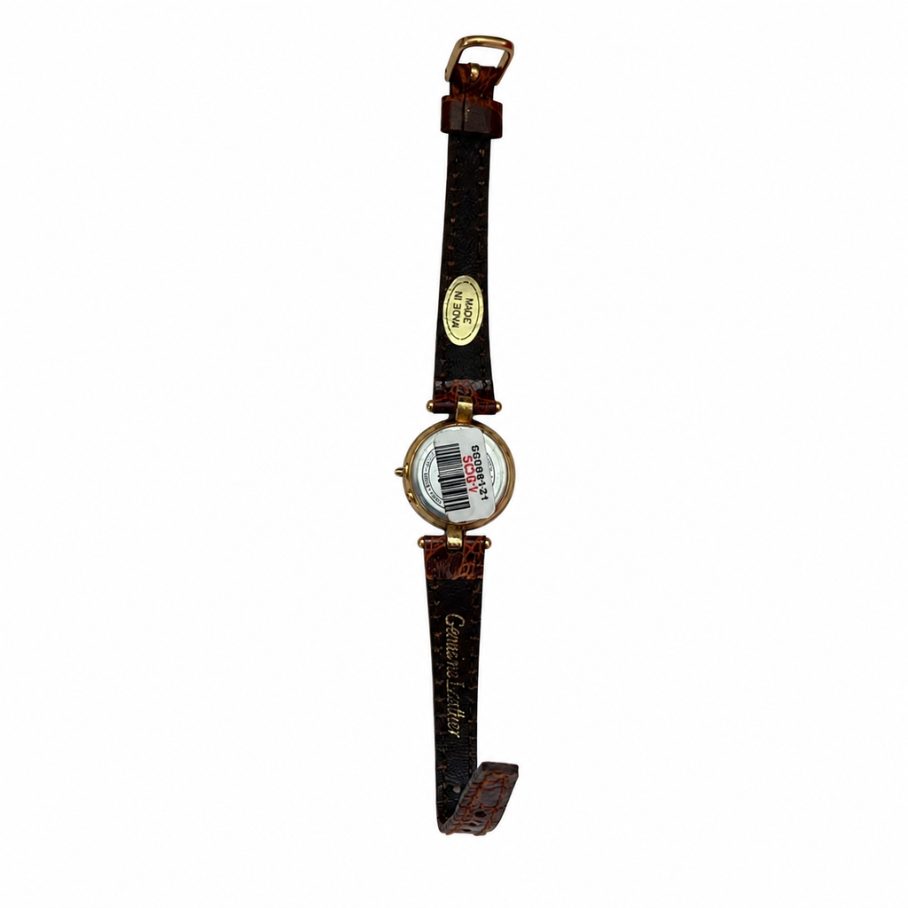 Vintage Round Black Dial LCD Digital Leather Watch - Requires a Battery