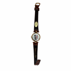 Vintage Round Black Dial LCD Digital Leather Watch - Requires a Battery